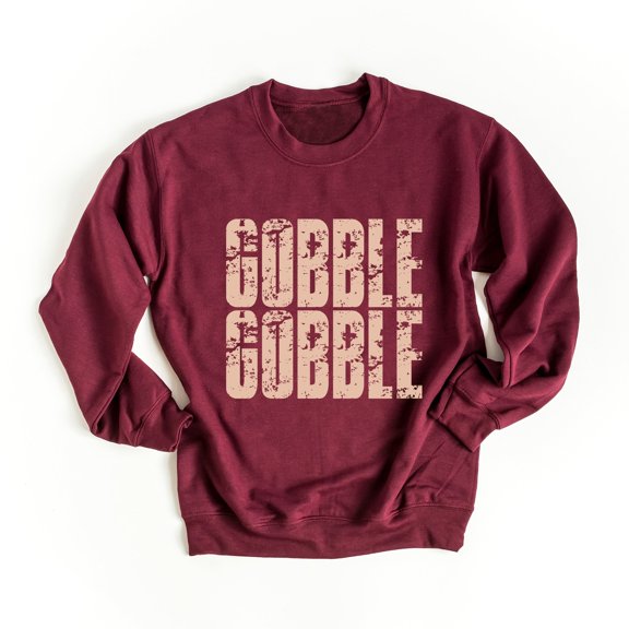 Gobble Gobble Block Distressed - Women's Graphic Sweatshirt