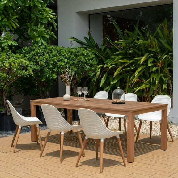 Amazonia Di Como 7-Piece, 100% FSC Certified Wood with Teak Finish, Outdoor Patio Dining Set. Seating Capacity: 6