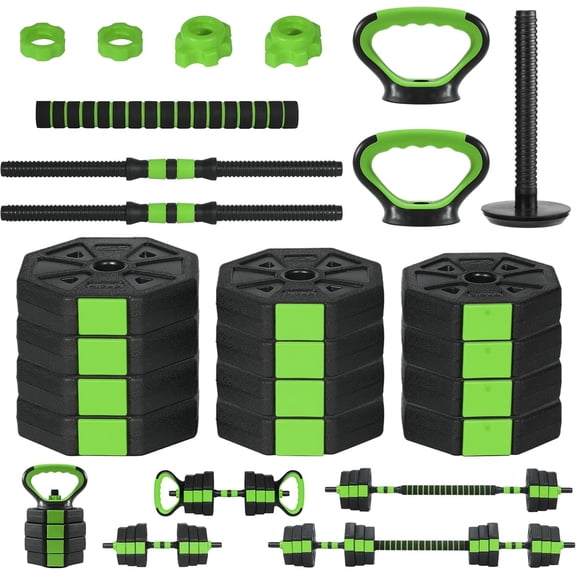 44lbs Adjustable Dumbbells Set with 4 in 1 Free Weight Dumbbell Set of 2, Used as Barbell, Kettlebells, Fitness Exercises for Home Gym, Suitable for Men and Women