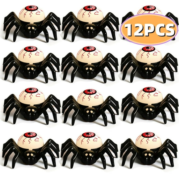 Halloween Spider Tea Lights with Eye 12Pcs Flameless LED Candles for Halloween Party Table Home Spooky Decorations