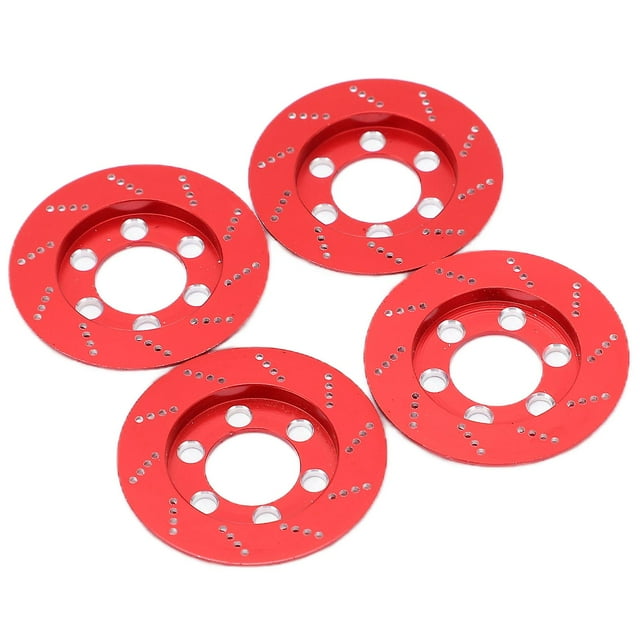4pcs RC Brake Caliper RC Simulation Wheel Aluminum Brake Disc for 1.9 Inch Wheel 1/10 RC Crawler CarRed