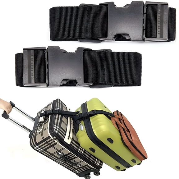 MISSMILE Luggage Straps for Suitcases Tsa Approved, Travel Accessories to Connect Two Suitcases, Add Bag Luggage Straps for Carry on Your 3 Luggages Adjustable Buckle Belt, 2Pack Black