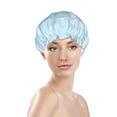 thumbnail image 3 of Disketp Light Blue Marble Shower Caps,Reusable Shower Cap For Women, Double Layer Waterproof Hair Cap, Large Size For All Hair Lengths,For Girls Spa Home Salon Use, 3 of 9