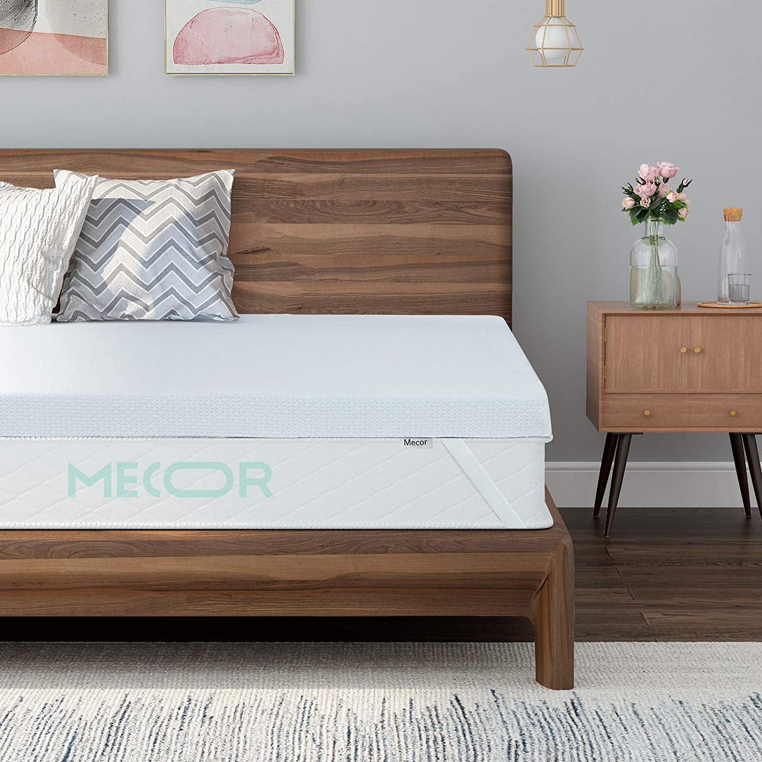 Mecor 4 Inch Twin Memory Foam Mattress Topper with Free Tencel Cover