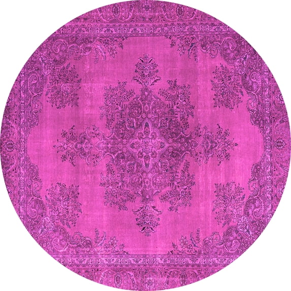 Ahgly Company Indoor Round Abstract Pink Modern Area Rugs, 4' Round