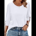 thumbnail image 2 of Blusas Elegantes e Informales con Mangas 3/4 y Botones para Mujer, Ideales para Vacaciones de Verano en la Playa. XXL, 2 of 6