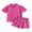 Rosy Red, variant on Bagilaanoe 2pcs Girls Short Pants Set Short Sleeve Shirt Tops Shorts 6-13T Kids Casual Summer Outfits