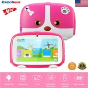 Excelvan Q738 7 inch Kids Tablets 1GB RAM 16GB ROM Android 9.0 Kid-Proof Case Dual Camera WiFi USB,Pink