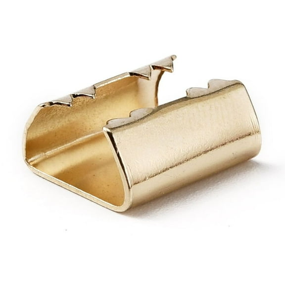 Iron Folding Crimp Ends Rectangle Light golden 12x10x5mm