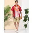 thumbnail image 3 of Lars Amadeus Camisa de manga corta con botones y estampado de bloques de colores irregulares para hombre rojo blanco S Unique Bargains Camisa, 3 of 6