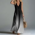 thumbnail image 5 of Qzwdhjm Sundress for Women Gradinet Sleeveless Maxi Dress for Beach Button V Neck Swing A Line Dresses with Pockets, 5 of 7