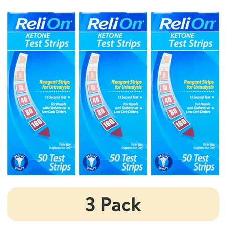 (3 pack) ReliOn Ketone Test Strips, 50 Count