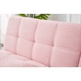 thumbnail image 6 of FFZ 71 inch Convertible Sofa Bed Futon with Gold Metal Legs and Teddy Fabric, Pink Teddy, 6 of 14