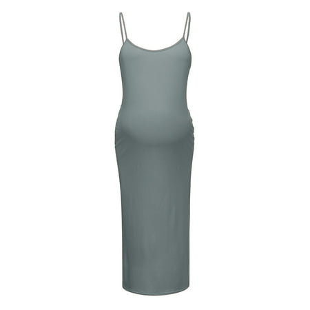 

Women Sleeveless Bandage Pregnancy Maternity Dress Solid Sexy Vest Dress Straps