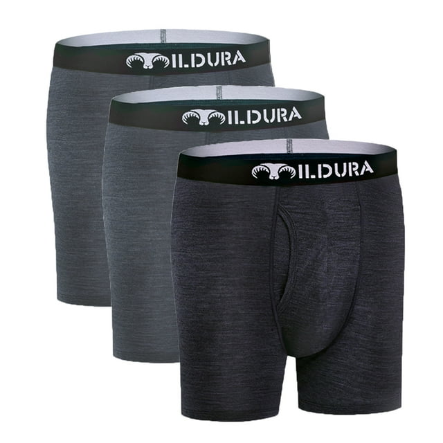 100% Merino Wool Boxer Briefs Men Merino Wool Underwear Base Layer Merino Boxer Brief Underpants Soft Moisture Breathable Comfy 3 Pack-Pack G M