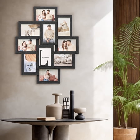 10-Pack Collage Picture Frames, 4x6, Ink Black, Wall Decor for Family Photos, Assembly Required, Gallery Display.