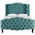 thumbnail image 5 of Modway Violette Queen Tufted Wingback Performance Velvet Platform Bed - Sea Blue, 5 of 7