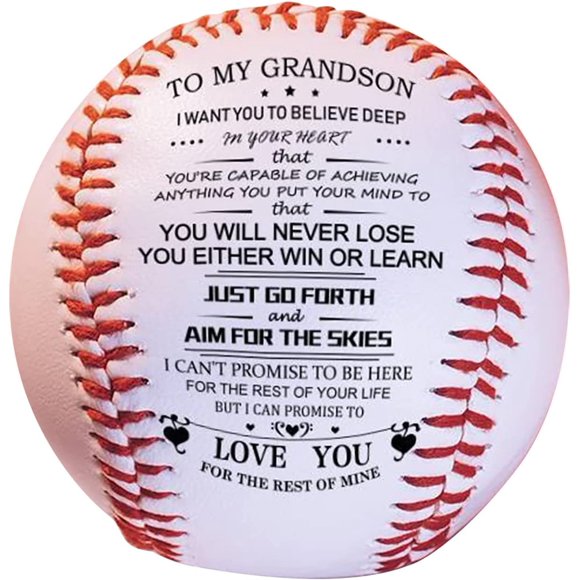 HUGFEGWE Cadeaux de Baseball pour Petit-Fils Garçons, à Mon Petit-Fils - Tu Ne Perdras Jamais, Cadeaux de Baseball Personnalisés de Grand-Mère, Baseballs pour Fils, Cadeaux de Baseball pour Hommes, Collation des Grades CA919-81639