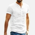 thumbnail image 3 of Linen Shirt for Men Casual Button Down Short Sleeve Shirt Button Up Summer Beach Regular-fit Fashion Business Shirt, 3 of 7