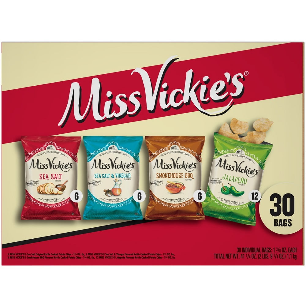 Miss Vickie�s Kettle Cooked Potato Chips, Variety Pack, 1.375 Ounce (Pack of 30)