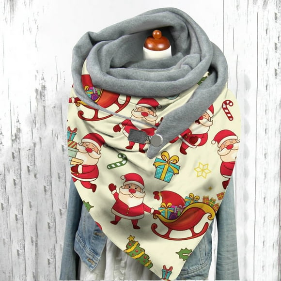 Dvkptbk Christmas Scarfs for Women Women Christmas Printing Scarf Fashion Retro Multi-Purpose Shawl Button Scarf Clothes on Clearance