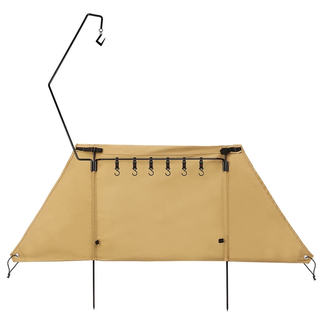 Cortavientos resistente para camping con ganchos reforzados y estructura de acero, ideal para cocinar al aire libre