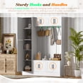 thumbnail image 5 of Modern Hall Tree, 79 Inch Tall, 4-in-1 Entryway Bench with Shoe Storage, 6 Cabinets, 4 Coat Hooks, Adjustable Shelf, White, 5 of 22