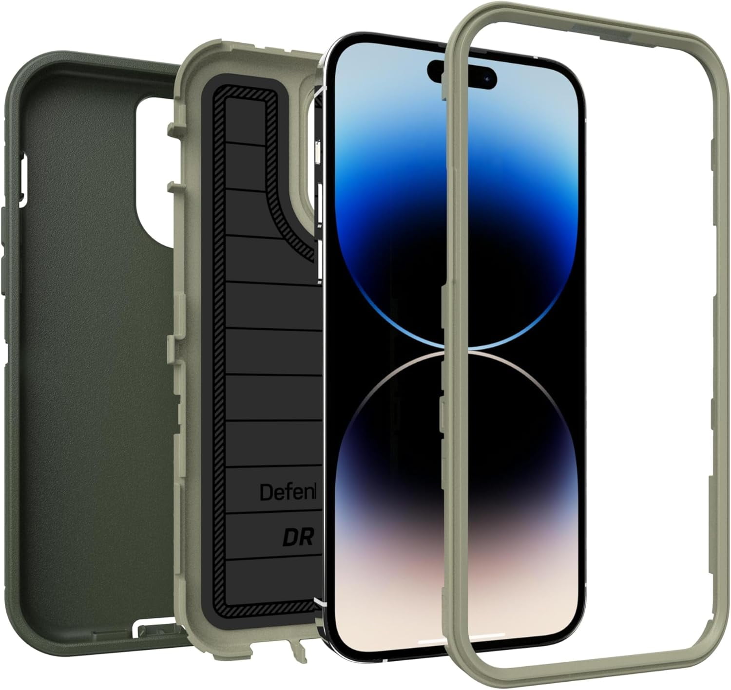 OtterBox iPhone 14 Pro Max (Only) - Defender Series Pro Screenless Edition Case - Lichen the Trek (Green) - Case Only - Non-Retail Packaging