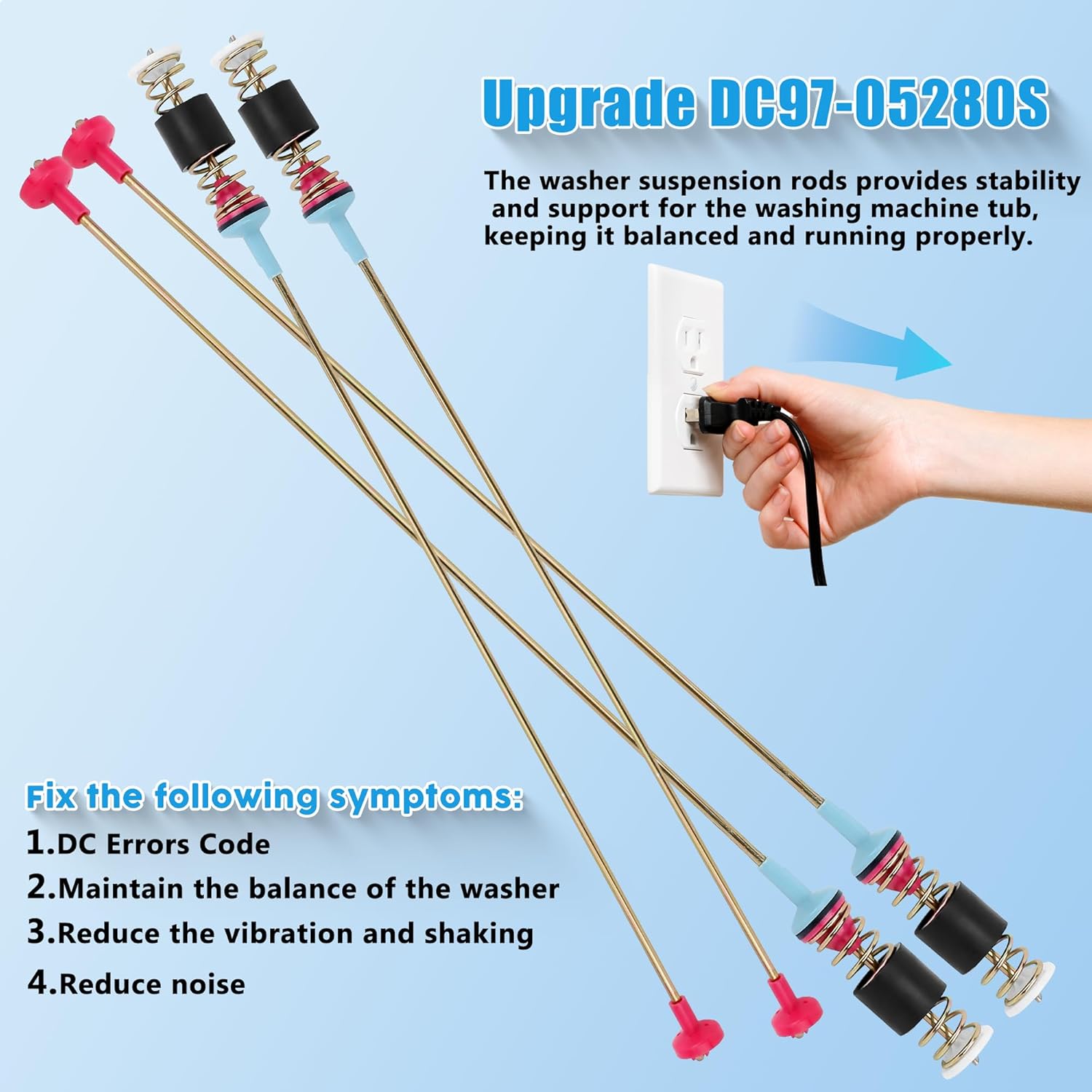 DC97-16350V Suspension Rods for Samsung Washer, Replacement for Samsung Washer WA54R7200AW/US WA54R7600AC/US WA54R7200AV/US WA54R7600AV/US WA54R7600AW/US Suspension Rods (27.6in)