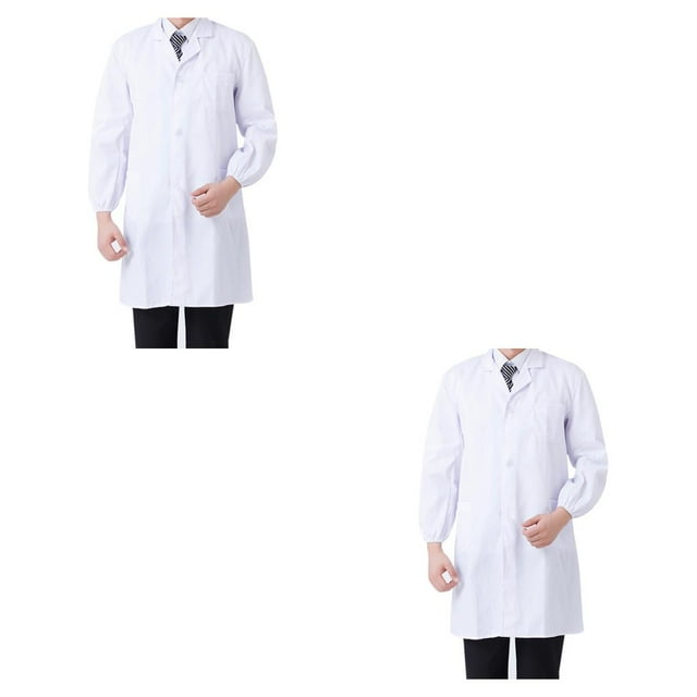 heritaly White Lab Coat Buttons Down Unisex Short Sleeve School Factory Workwear Work Clothes Men Internship Thick Dustproof Long Sleeve S 2Set