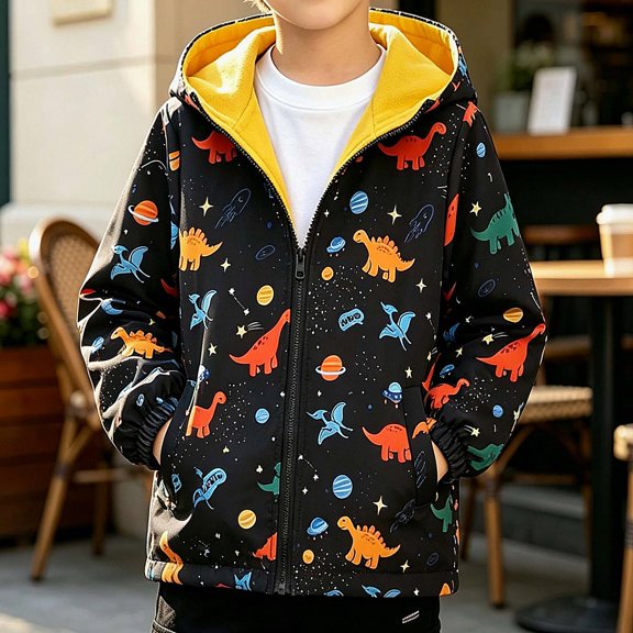 HAOTAGS Boys Lightweight Jacket (1-9) Full Zip Windproof Graphic Printed Windbreaker Multicolor Size 3T