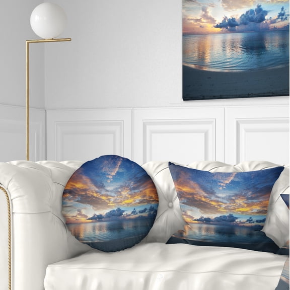 Designart 12" x 20" Blue Polyester Throw Pillow