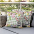 thumbnail image 4 of Easter Rabbit Pillow Covers 2 Pack Colored Eggs Cute Bunny Spring Flowers Green Plaid Pillowcase Waterproof Outdoor Throw Pillow Cover for Patio Garden Square Cushion 24”x24”, 4 of 9