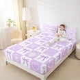 thumbnail image 3 of Erosebridal Kawaii Bowknot Queen Sheet Sets for Kids Girls, Cute Heart Bed Set, Purple White, 1 Flat Sheet, 1 Fitted Sheet and 2 Pillowcases, 3 of 5