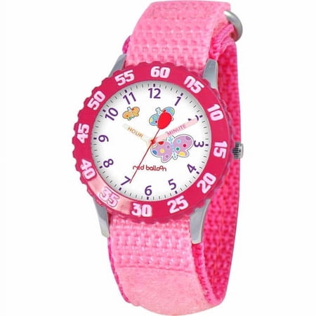 Butterfly Girls' Stainless Steel Watch, Pink Strap