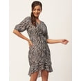thumbnail image 3 of Moomaya Printed Casual Dresses For Women, V-Neck Asymmetric Summer Wrap Dress, 3 of 9