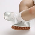 thumbnail image 2 of Baby Girls Mary Jane Sequins Crown Flats PU Leather Wedding Party Princess Ballet Shoe Infant Rubber Soft Sole Prewalker Toddler First Crib Light Shoes (6-12 Months, Silver), 2 of 5