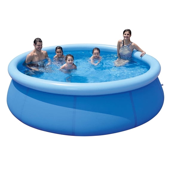 Honeydrill 10 ft x 30 in Above Ground Pools, Inflatable Top Ring Round Pool, Blue