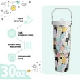 thumbnail image 3 of 30OZ Cat Lovers Tumbler with Handle & Flip Straw - Insulated Stainless Steel Water Bottle, Cute Pet Gift for Women & Men, 3 of 6