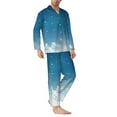 thumbnail image 2 of Naloa Christmas Snowflakes Men’s Pajamas Set - Long Sleeve Button Down Sleep Shirt and Pajama Bottoms Sleepwear Set-Small, 2 of 7