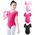 thumbnail image 3 of FLMEI Toddler Kids Girls Gymnastics Leotard for 5-16 Years Short-Sleeved Cotton Biketards Closed Dance Outfit for Girls Summer Practice Clothes, 3 of 7