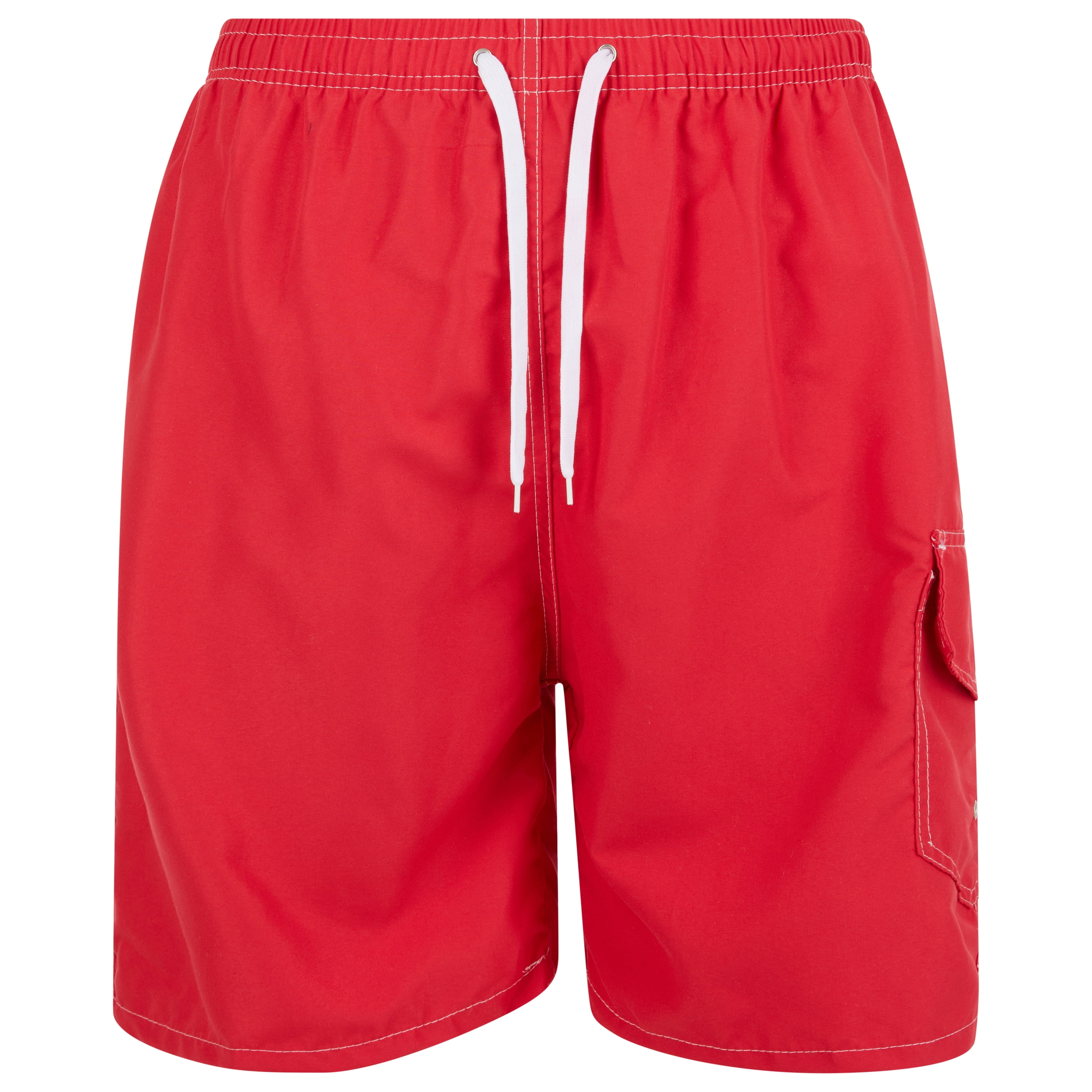 iBerryNY Mens Swim Trunks Adult Male Board Cargo Shorts Quick Dry, Mesh Lining, Red, Large