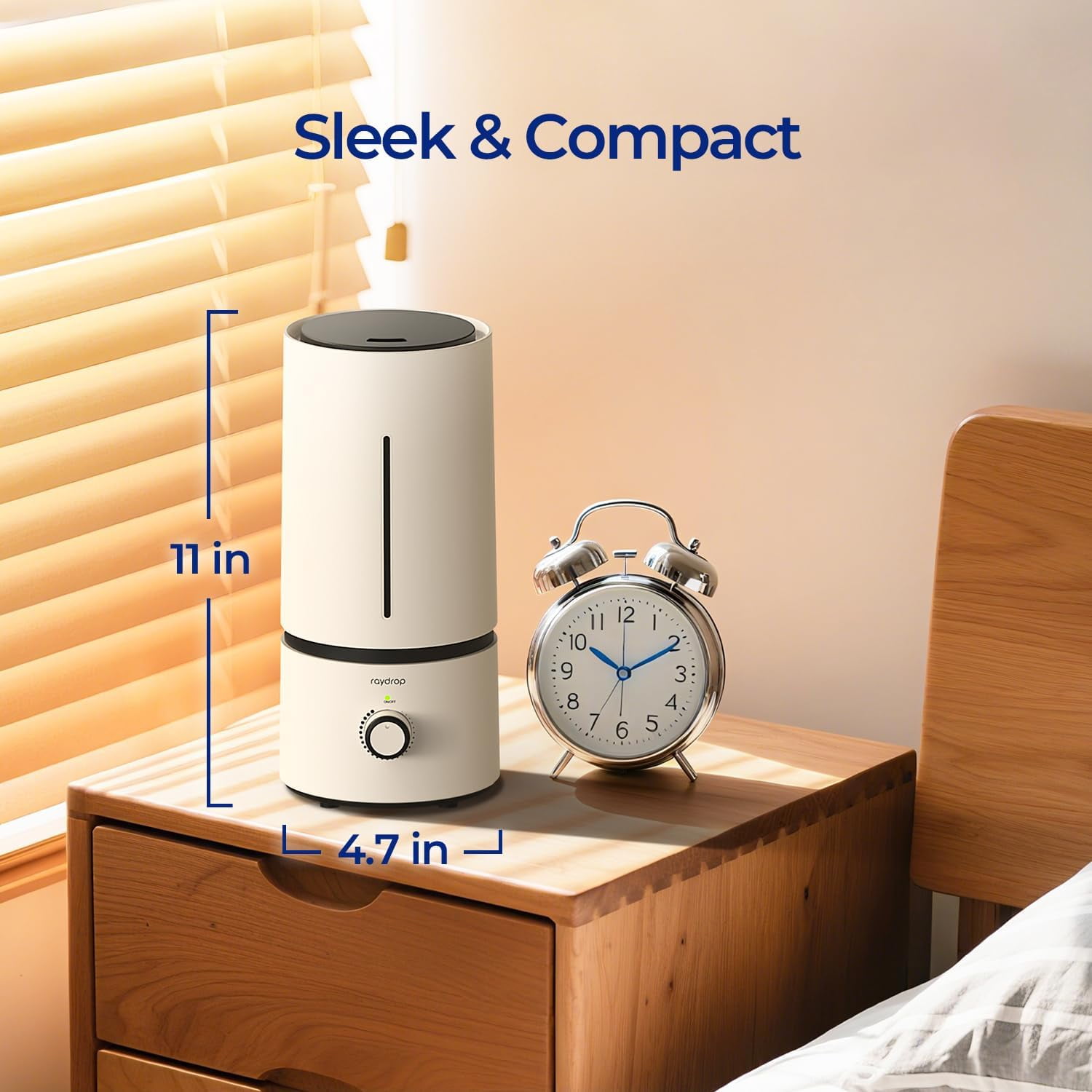 Cool Mist Humidifiers for Home Babies, 1.70 L Quiet and Small Ultrasonic Humidifier for Bedroom Nightstand, Space Saving, Auto Shut Off - (0.45 Gallon, US 110 V)