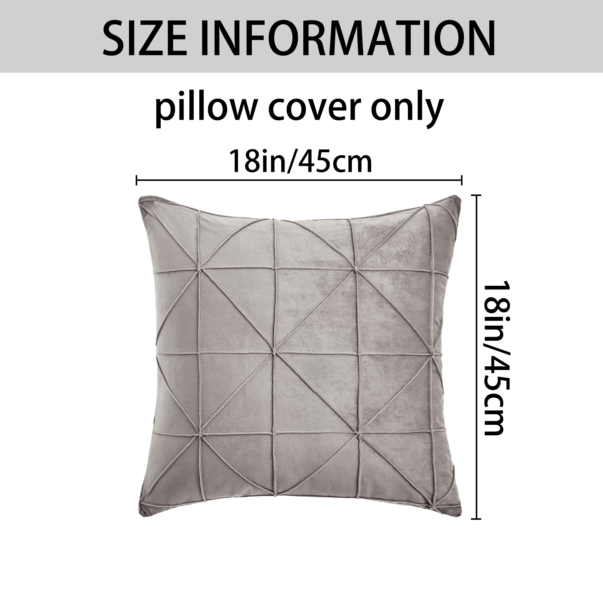 Unique Bargains Pack of 2 Luxury 3D Diamond Velvet Throw Pillow Covers Grey