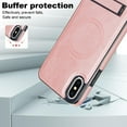 thumbnail image 5 of for iPhone X/XS PU Leather Back Case, Built-in Invisible Stand [Compatible with Magsafe] Protective Slim Kickstand Anti-fall Phone Cover Compatible with iPhone X/XS, Rosegold, 5 of 8