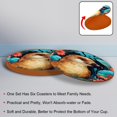 thumbnail image 4 of Platypus Set of 6 Round Microfiber Leather Coasters, 11x11 cm/4.3x4.3 inch Drink Coasters for Table Home Decor, 4 of 6