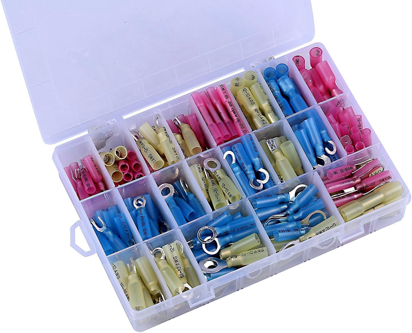 Heat Shrink Wire Connector Kit Electrical Insulated Crimp Marine Auto-Motive Terminals Set (250 pcs)