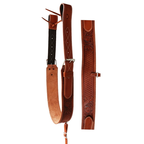 Horse Western Leather Tooled Floral Rear Flank Saddle Cinch w/ Off