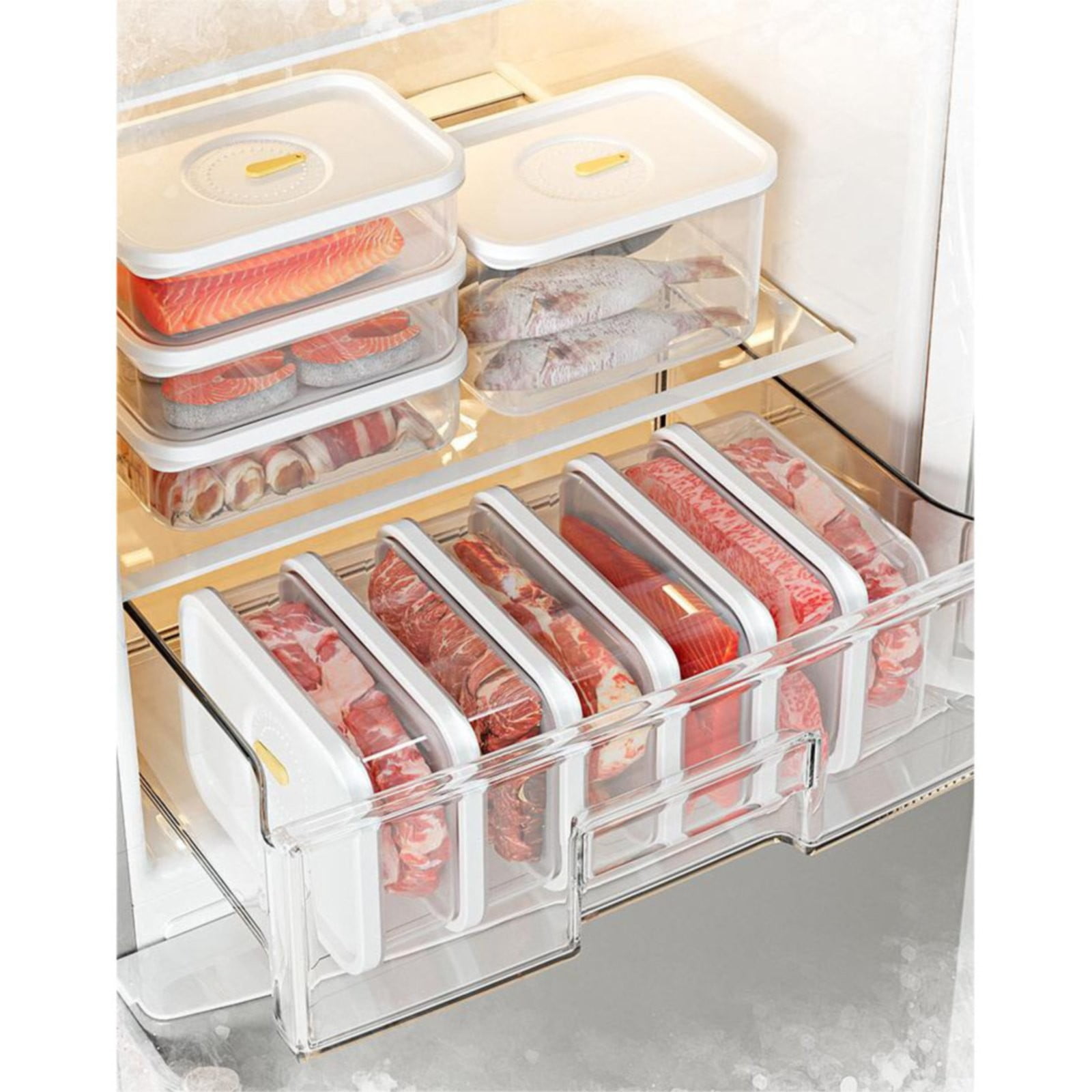 Storage Container,Plastic Food Storage Organizer,Meal Prep Containers with Lids,Stackable See-Through Organizing Solution,Portable Freezers,Durable Storage Container for Freezer and Dishwashe(370ml)