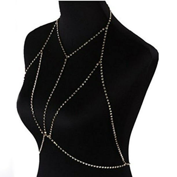 Gprince Sexy Gothic Bra Body Chain Diamond Underwear Necklace